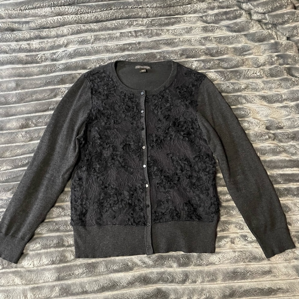 Covington Charcoal Knit Cardigan